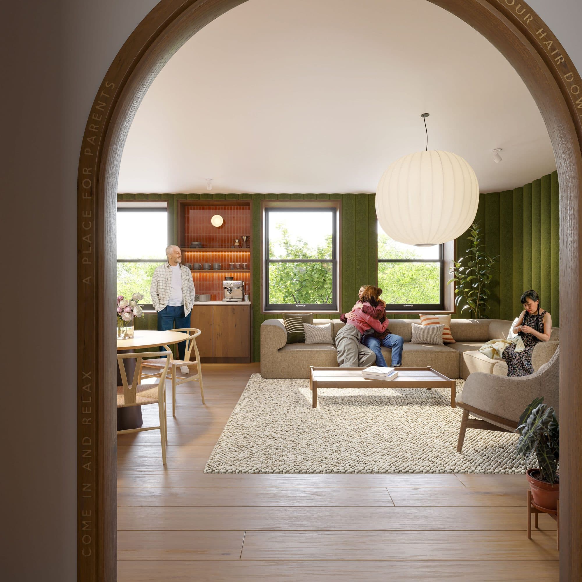 Rendering der Elternlounge im Loft